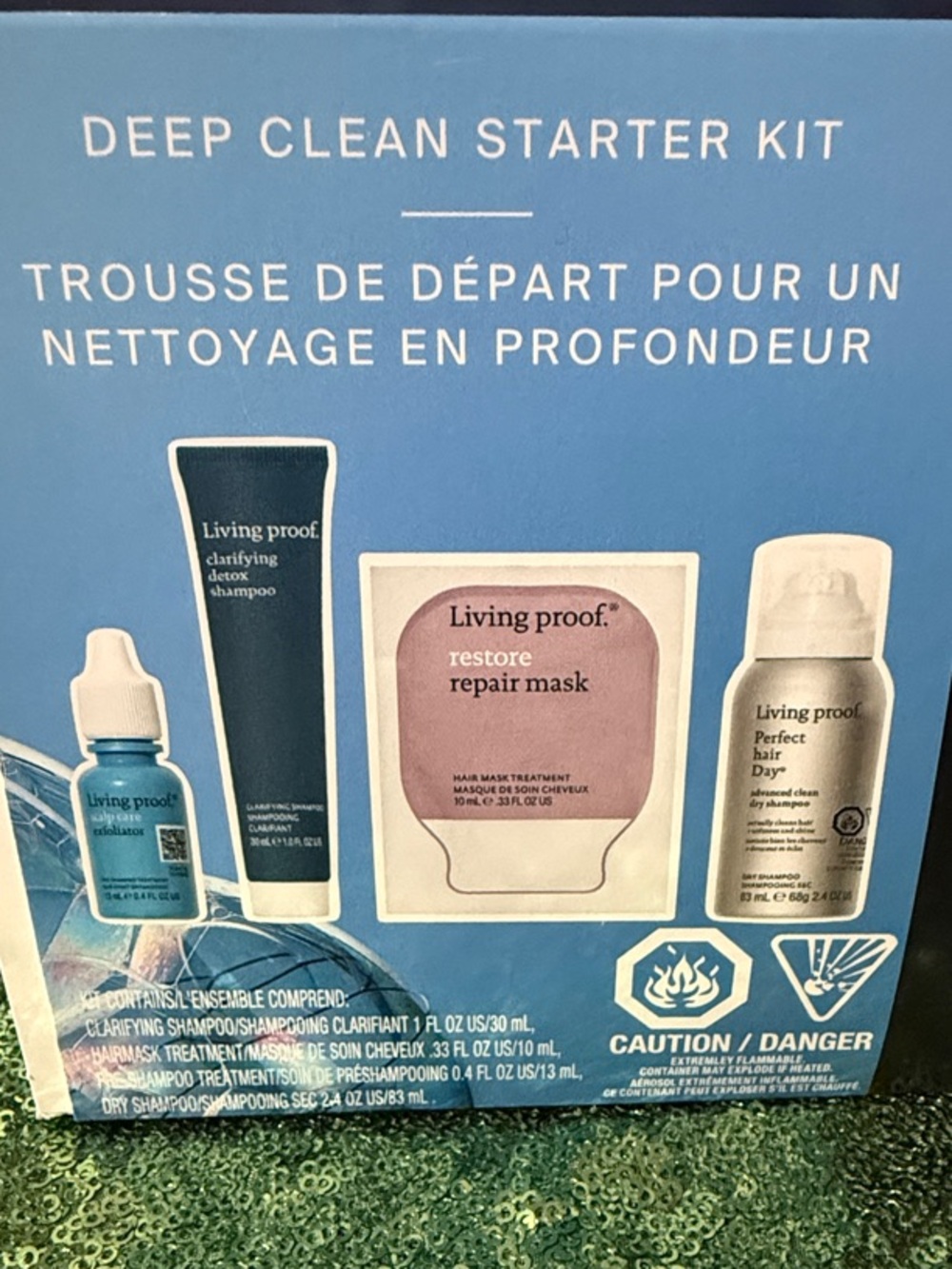 Living Proof Deep Clean Starter Kit — Blue, Pink, White